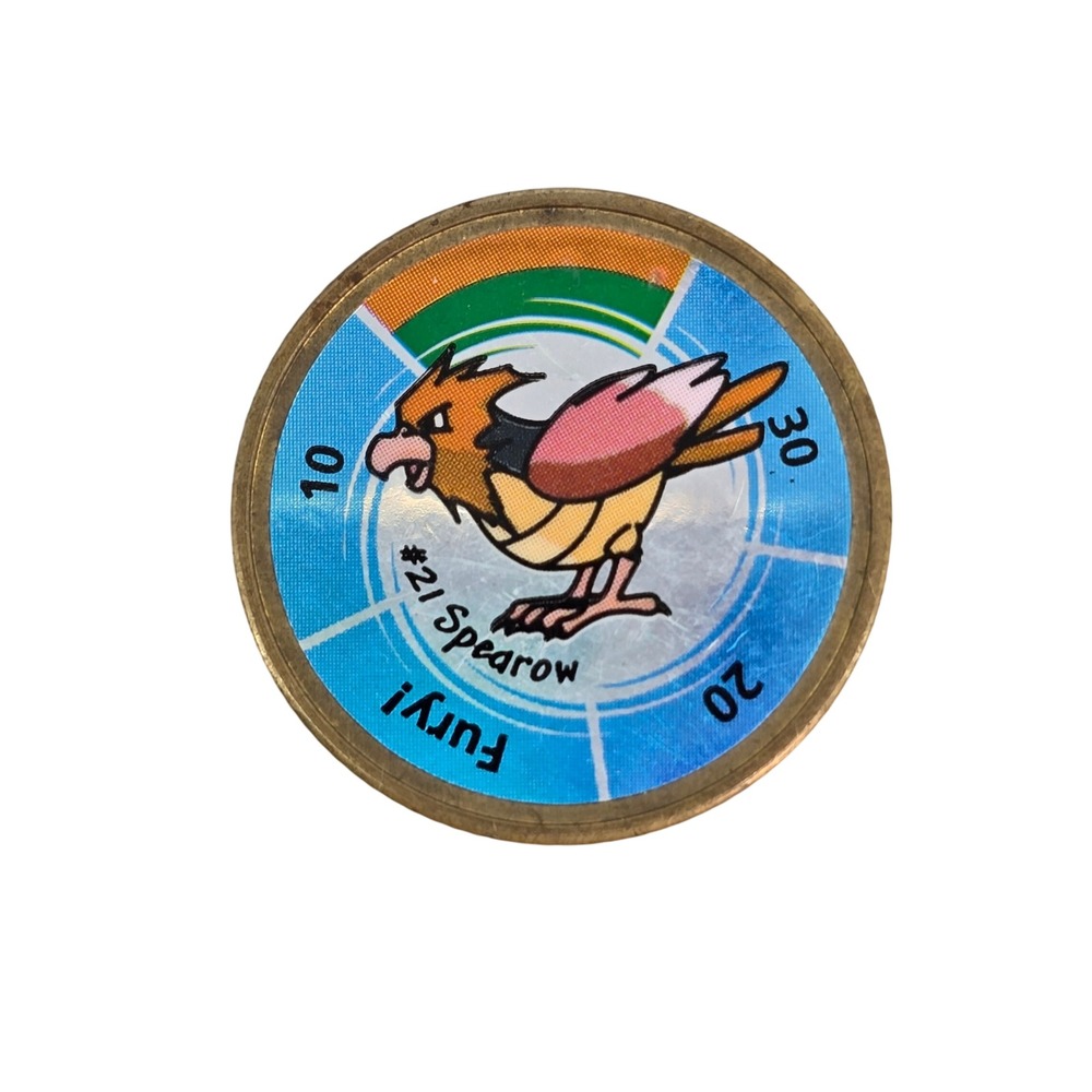 Vintage Pokemon Spearow 21 Hasbro Battle Coin Metal Holographic Fury 1.5 Inch